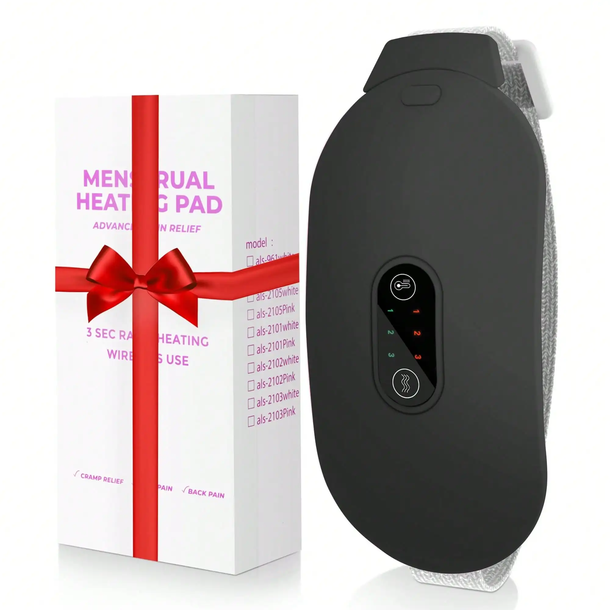 

COSYGLOW Pink Cordless Menstrual Heating Pad - 6 Heat Levels, 6 Massage Modes, Portable Cramp Relief Massager