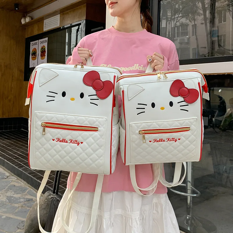 حقيبة ظهر نسائية جديدة من Hello Kitty حقيبة ظهر نسائية عصرية ذات سعة كبيرة وعالية الجودة حقيبة ظهر فاخرة غير رسمية متعددة الوظائف #5