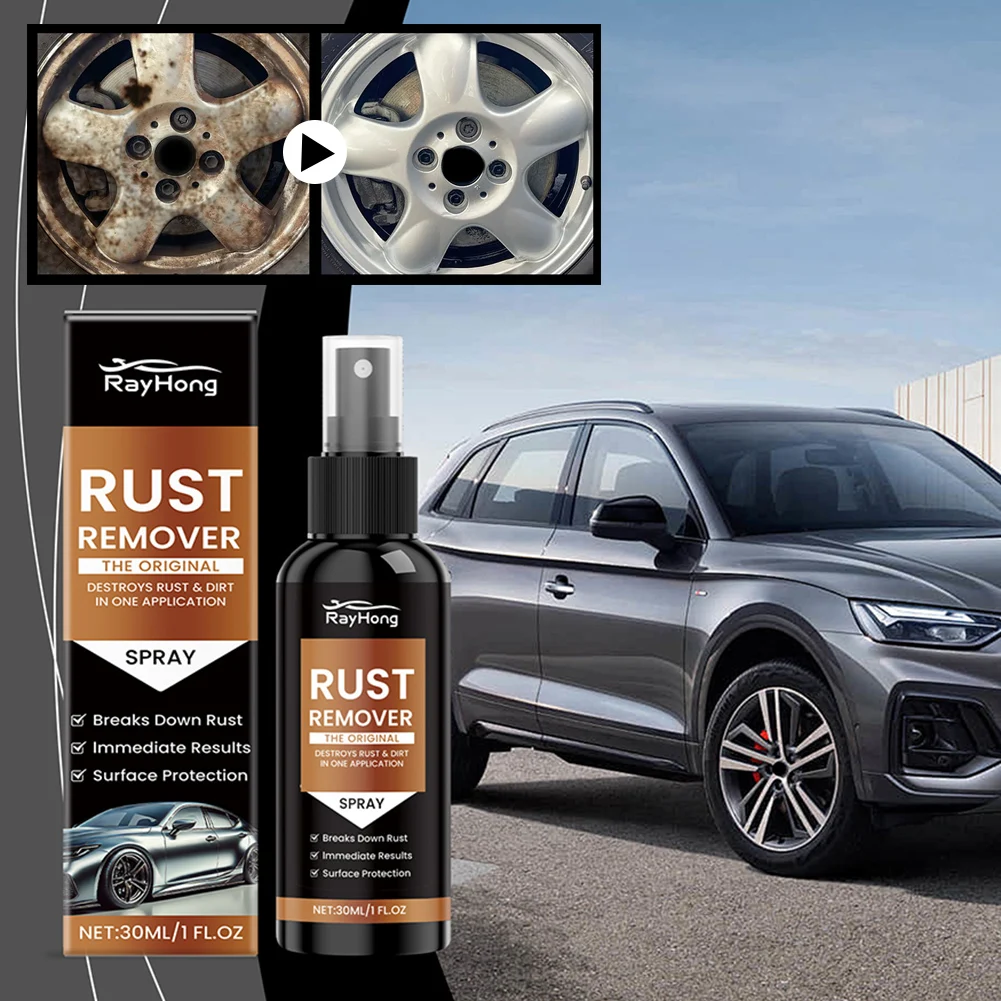 Car Anti-Rust Remover Spray Multiple Surface Iron Stain Cleaner Upgrade Rust Remover for Metal Portable Car Scratch Remover 30ml