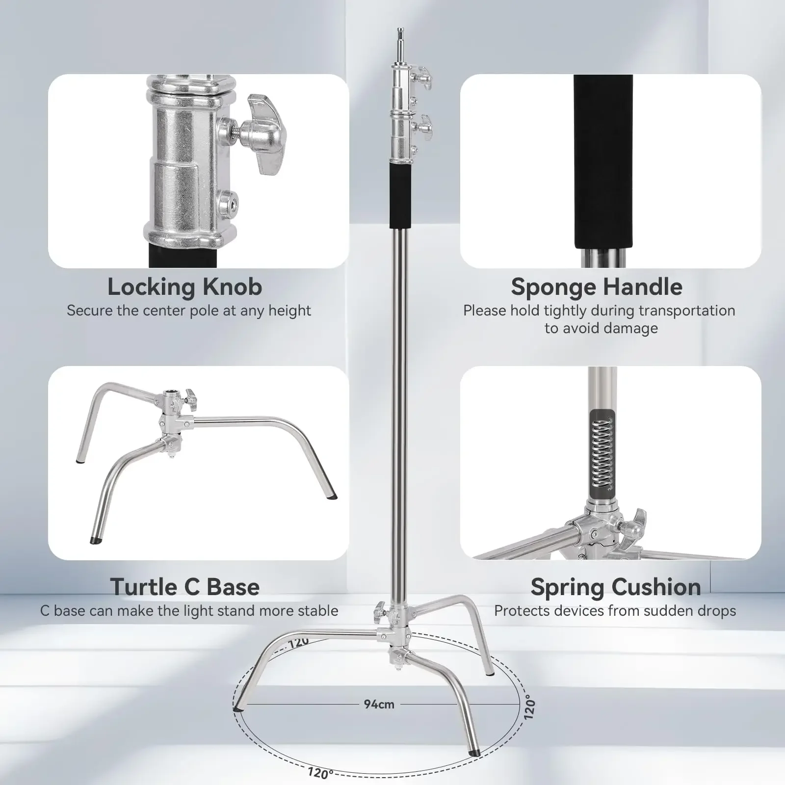헤비 듀티 텔레스코픽 매직 레그스 휴대용 삼각대 스피드라이트 카메라 스튜디오 포토 박스 조명 홀더 사진 조명 C 스탠드