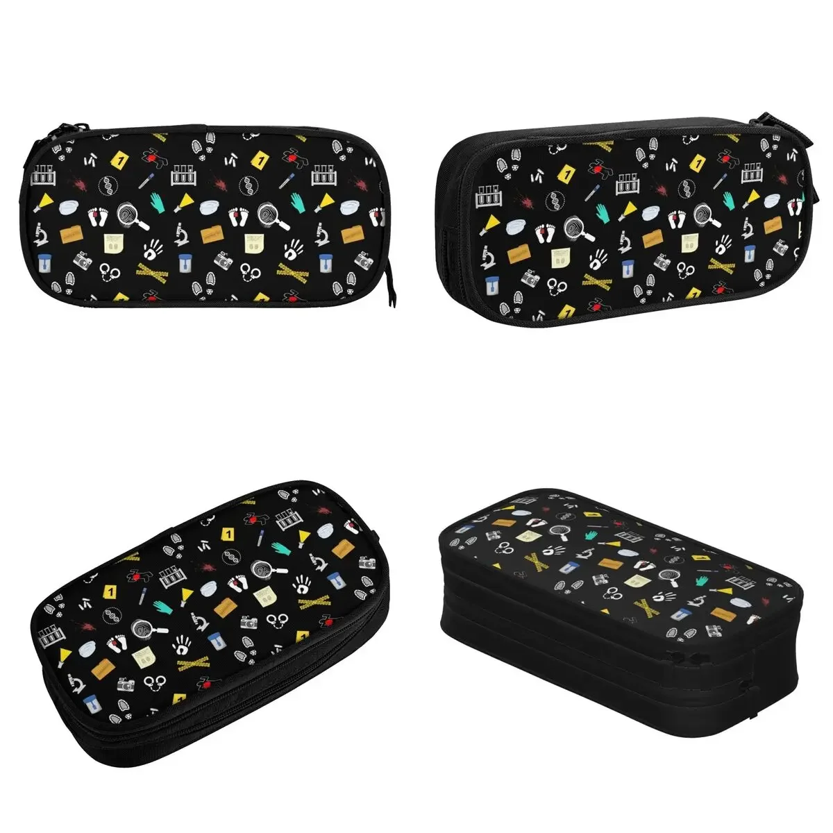 Fun Black True Crime Forensic Science Lover Pencil Case Pencilcases Pen for Student Big Capacity Bags Office Cosmetic Stationery