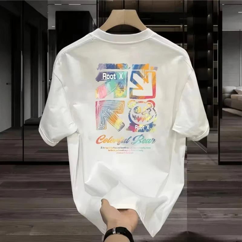 

Summer 2025 Pure Cotton Luxury Brand Short-sleeved Fashion High-quality Round Neck Loose Breathable Couple T-shirt Top