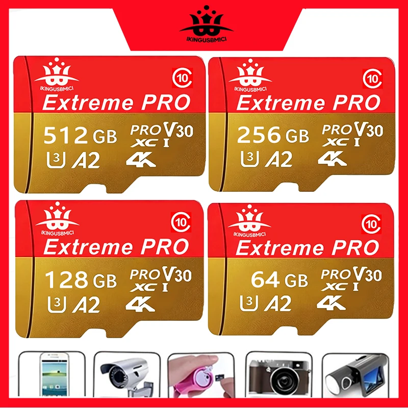 Cartão Micro SD de Qualidade Classe de Velocidade 32-64-128-256-512GB para Smartphone, Câmera Rápida Premium, Confiável, Memória UHS-I Alta, TF de Alta Velocidade