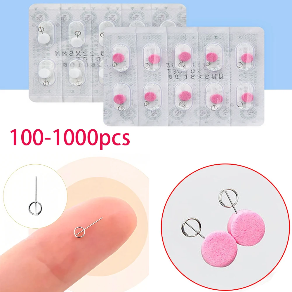 100-1000pcs Disposable Intradermal Needle Tiny Acupuncture Needle Ring Handle Sterile Press Needles Weeny Skin Beauty Massage