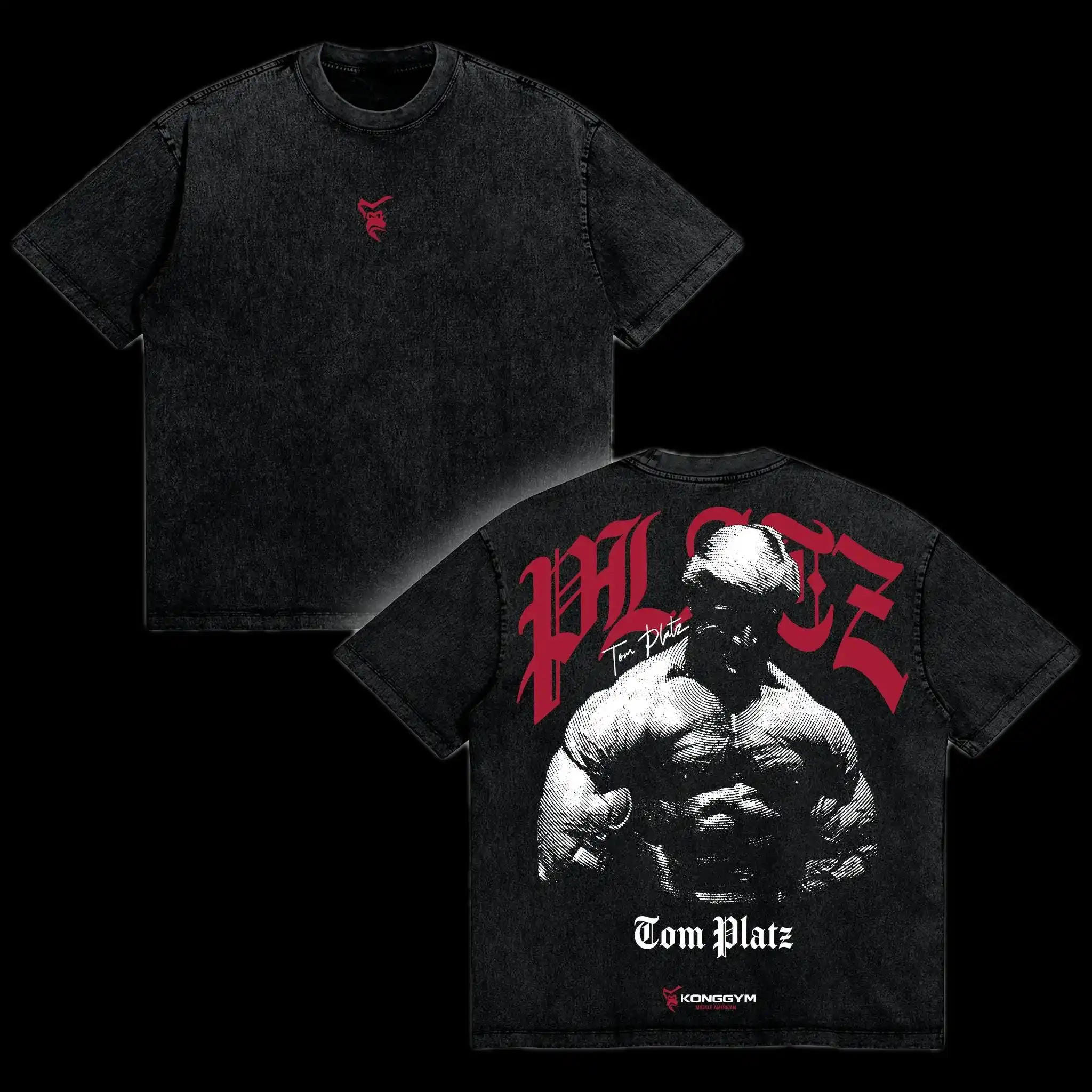 Tom Platz Washed Gym T-Shirt, Vintage Bodybuilding Oversized Pump Cover Workout Tee for Men