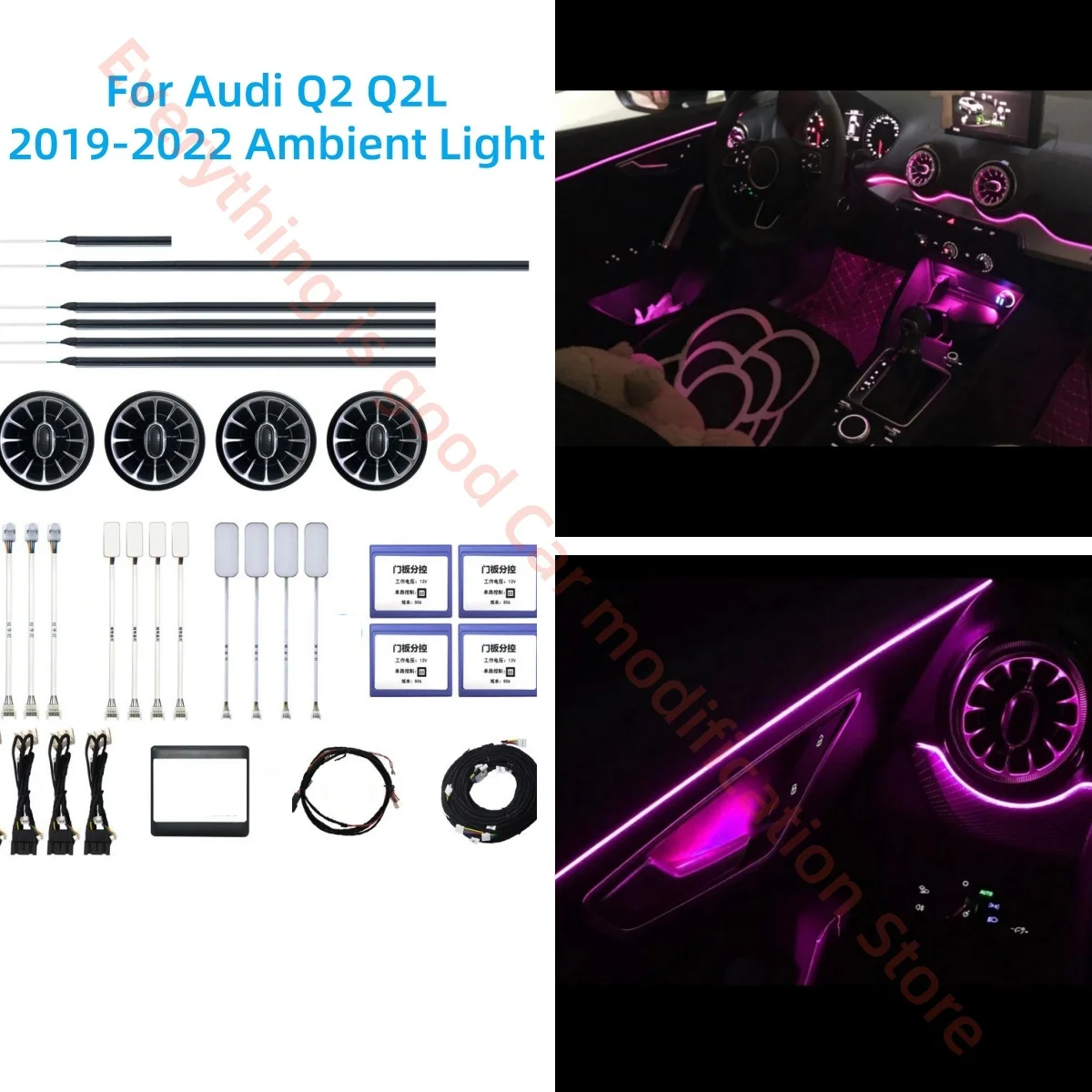 

Ambient Light For Audi Q2 Q2L 2019-2022 LED Atmosphere Lamp Car interior lighting Upgrade car accessories Air outlet trim strip