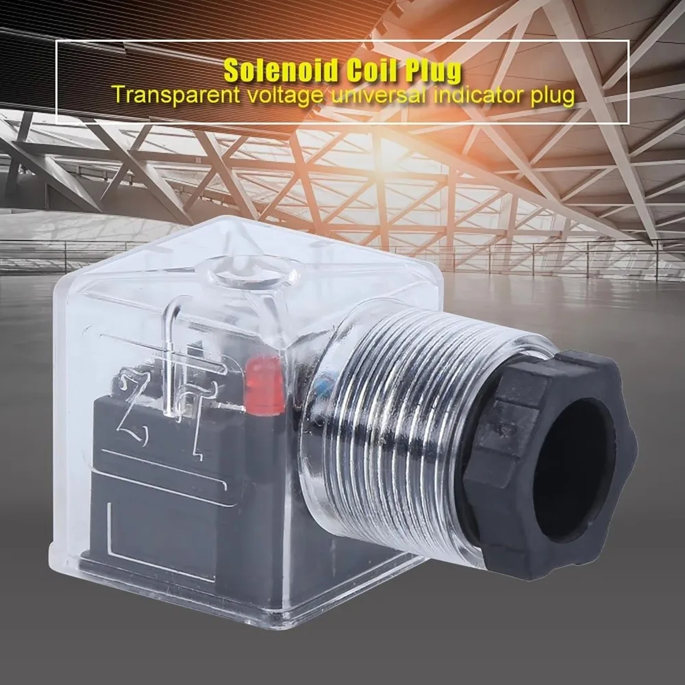 With Lamp Plug DC24V Solenoid Coil Plug Transparent Voltage Dustproof Design Solenoid Junction Box Waterproof Design