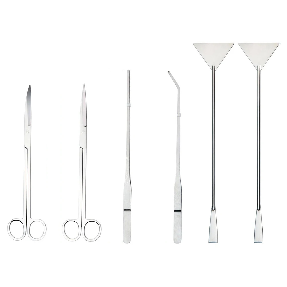 

6pcs Aquarium Tool Set Stainless Steel Scissors Tweezers Spatulas Fish Tank Cleaner Plant Care Aquatic Cultivation Freshwater
