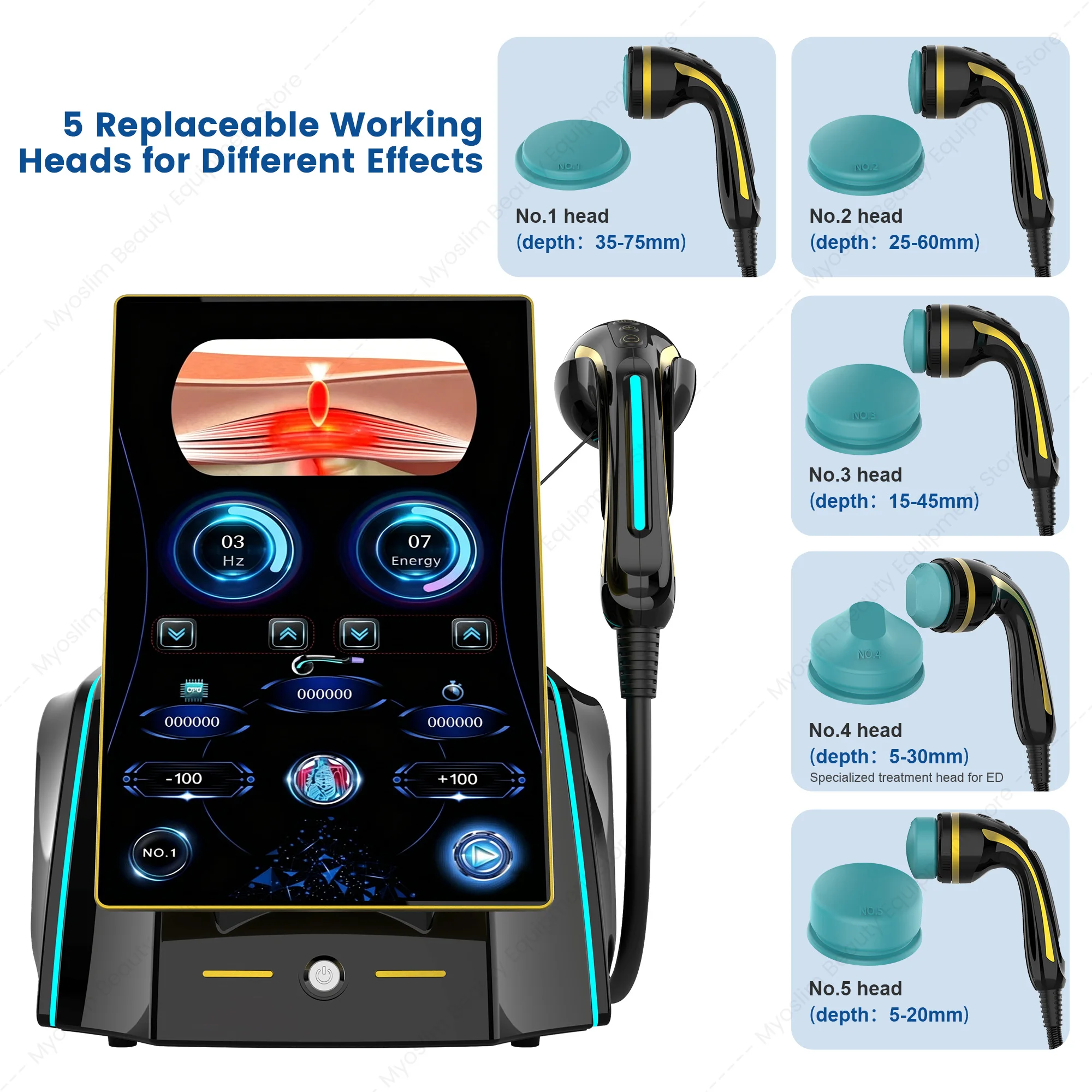 Portable Electromagnetic Focused Shock Wave Therapy Device-Intelligent Non-Invasive Body Massager for Human Pet Use Salons