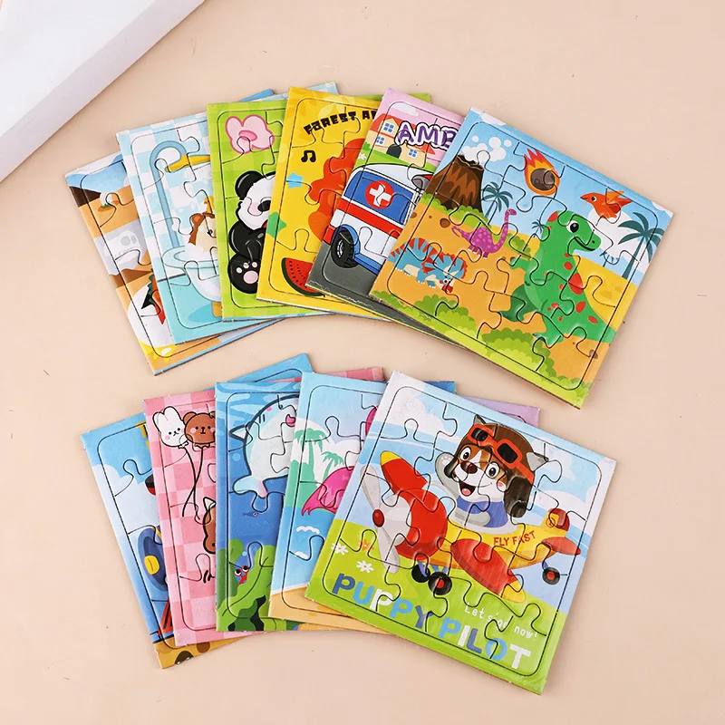 15/30 Stücke Mini Cartoon Tier Papier Puzzles Lernspielzeug Kinder Geburtstag Party Favors Geschenk Schule Belohnungen Pinata Füllstoffe – Detail 2