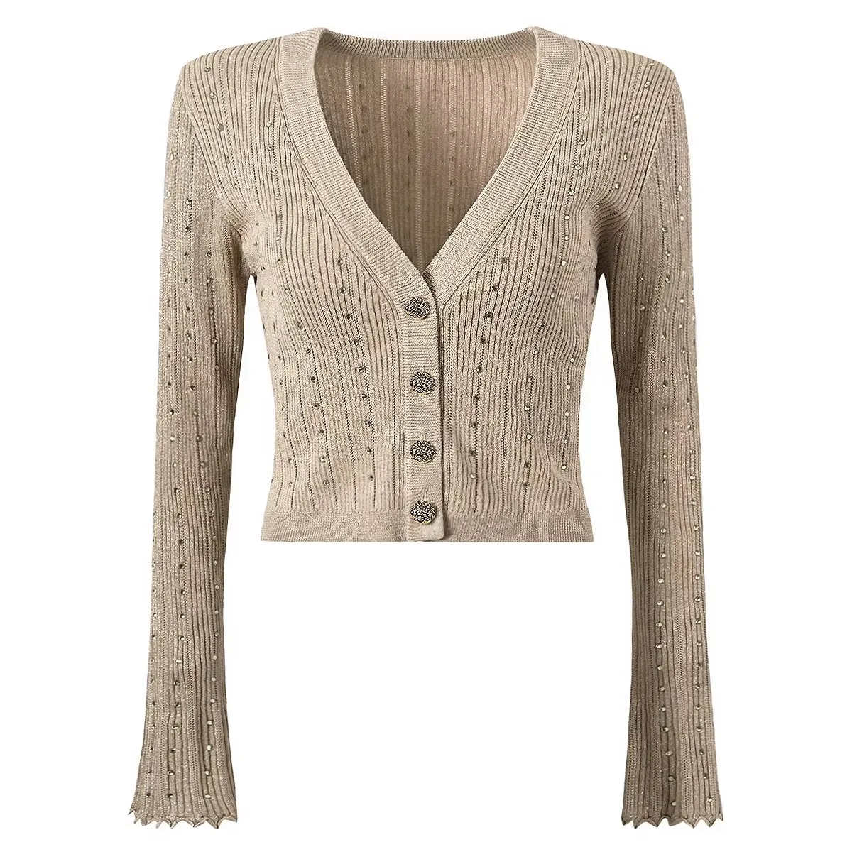 

Весенне-осенняя новая модная элегантная однобортная трикотажная рубашка с длинным рукавом и v-образным вырезом, открытое пальто знаменитостей