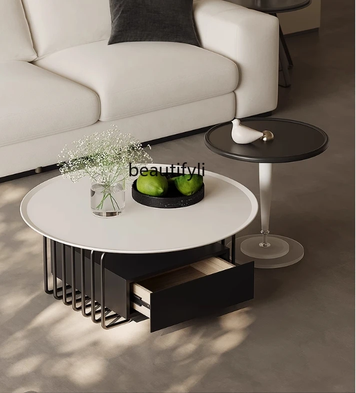 French retro style creative stainless steel special-shaped combination coffee table designer high-end round table