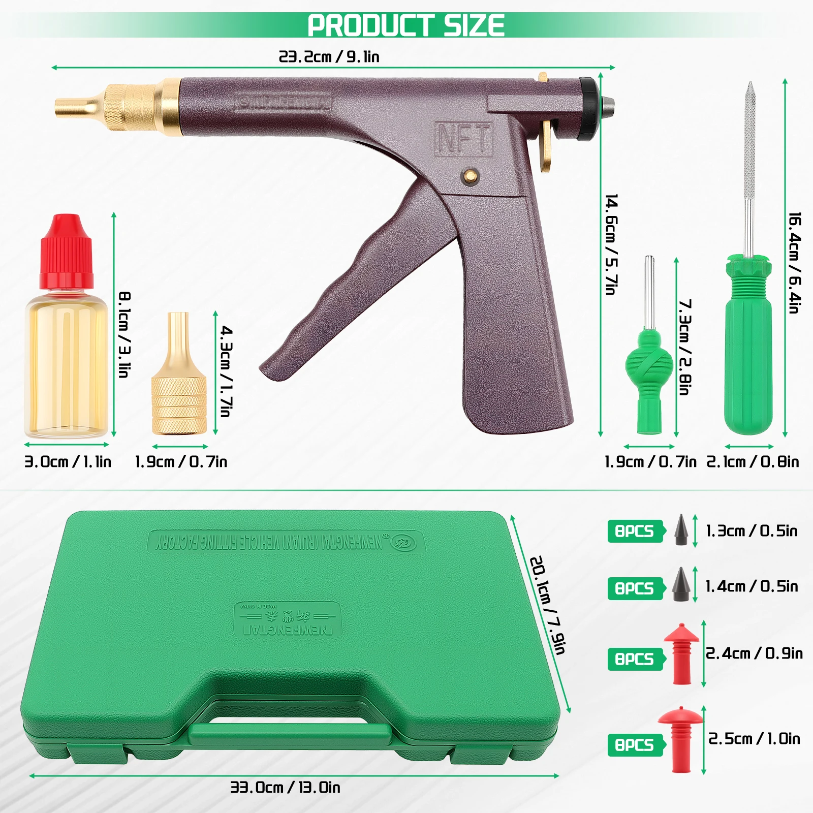 Auto Bike Tubeless Tire Repair Puncture Plug Garage Motorcycle Vacuum Tire Repair Gun Car Tire Block Air Leaking Kit