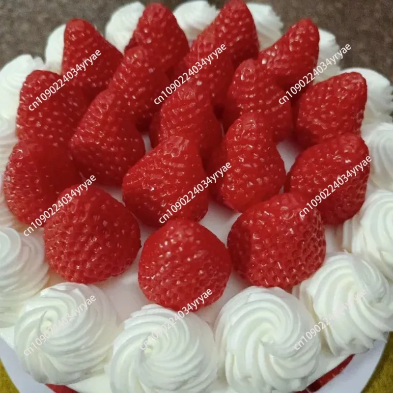 New 8 Inch Birthday Cake Model Simulation Strawberry Cream Cake Fake Dessert Ornaments Bakery Window Display Samples Photo Props