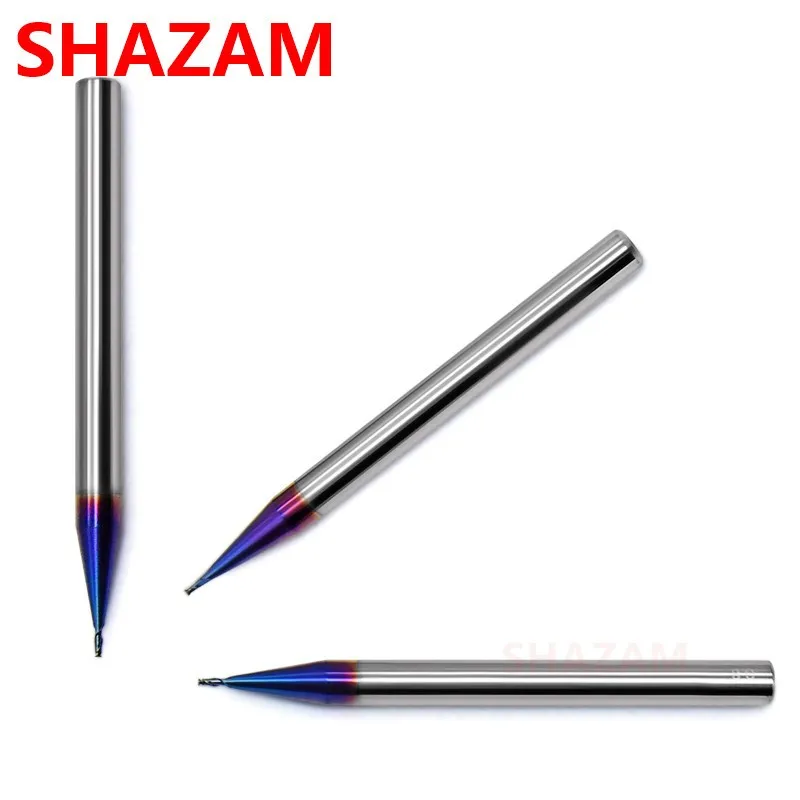 SHAZAM HRC70 2F Nano Coating Flat Bottom/Ball End Micropath Tungsten Steel Carbide Milling Cutter CNC Mechanical Maching Tools