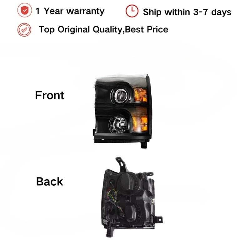 Car Auto Parts Exterior Front Headlight Full Assembly Black Bezel Pair for 15SLD2500 OEM 84388596 L 84388597 R Replacements