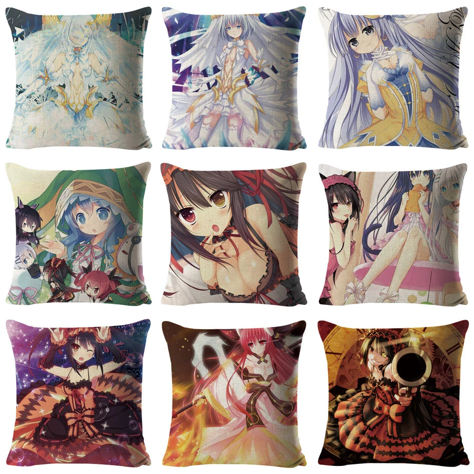 Dating Battle Three-person Anime Pillow Four Series Two-dimensional Anime Pillowcase Bedroom Hotel Car Decorative Pillowcase  ..