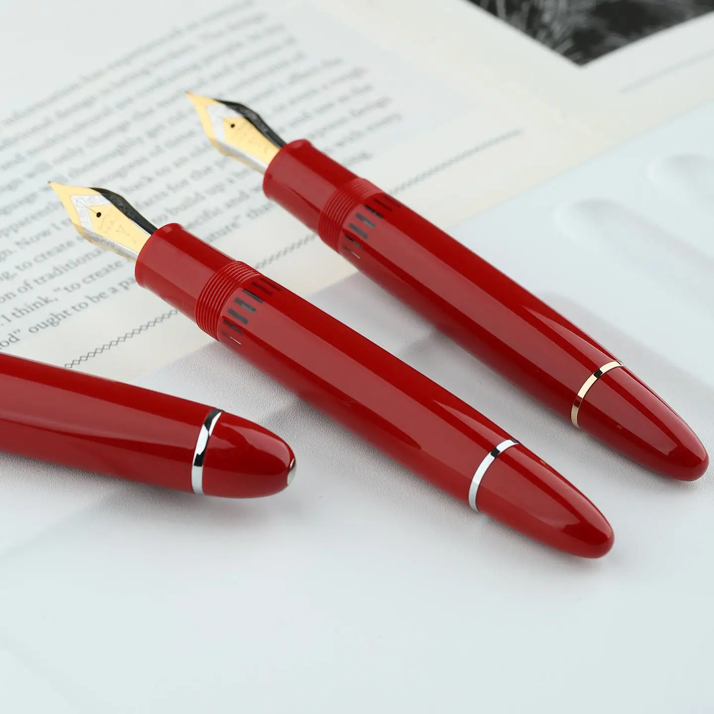 MAJOHN Final Craftsman P141 Pen Metal Copper Piston Ink Absorption 8 # 40 Sun Tip, Dual Color Pen Tip Lightweight Resin Pen Body