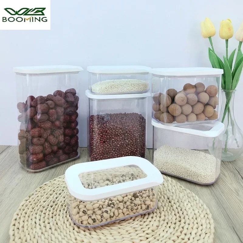 Plastic Sealed Storage Box Transparent Food Container Coffee Bean Organizer Food Storage Cereal Dispenser Kitchen  Kitchen Items