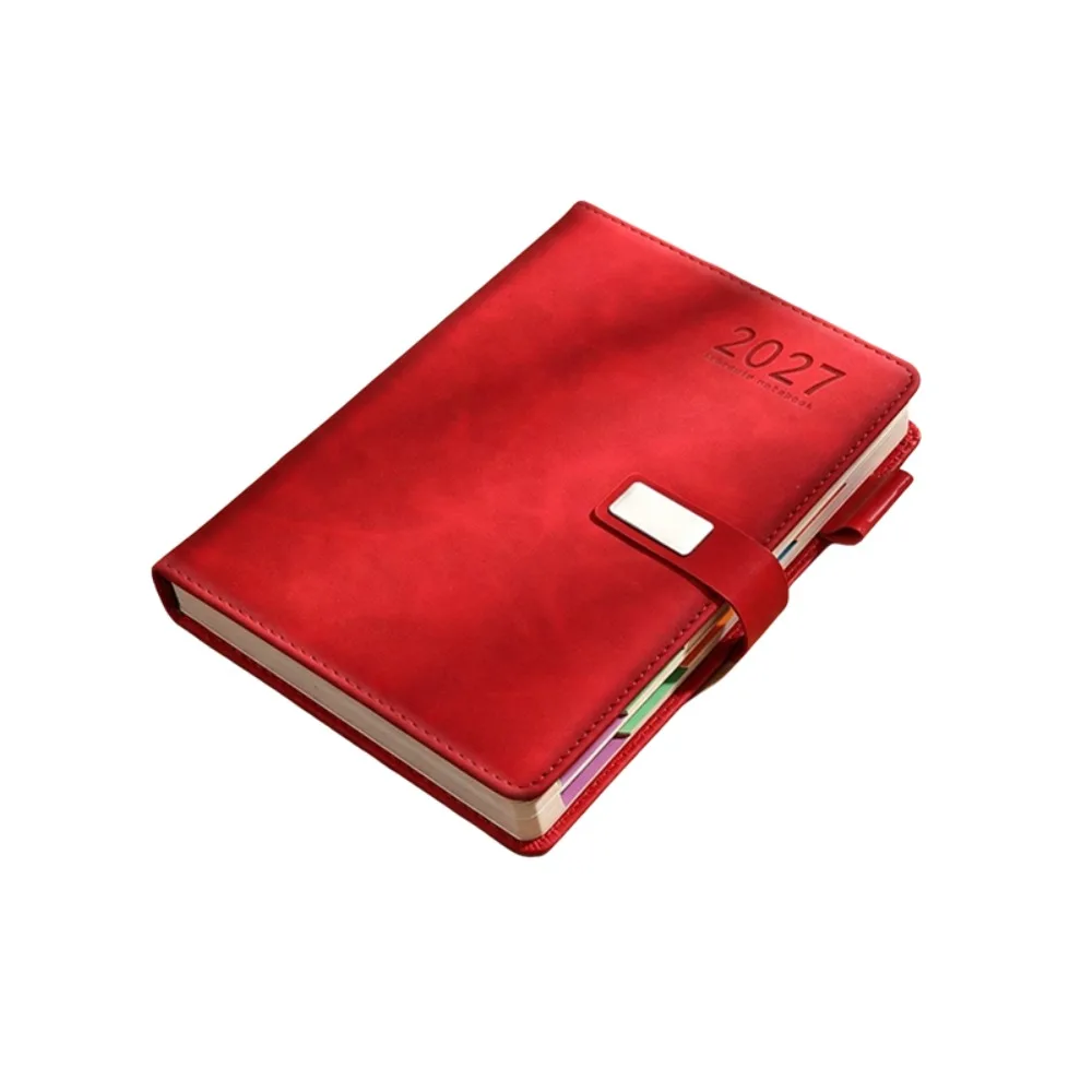 PU Leather Cover 2027 Schedule Planner Notepad A5 Thick Paper Agenda Planning Notebook Wear-resistant with Bookmark and Pen Loop