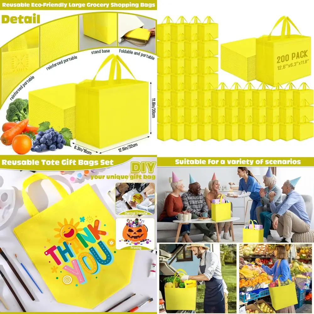 

Большие складные сумки для покупок из нетканого материала с ручками, портативные и вместительные, 12,6 x 11,8 x 6,3 дюйма.