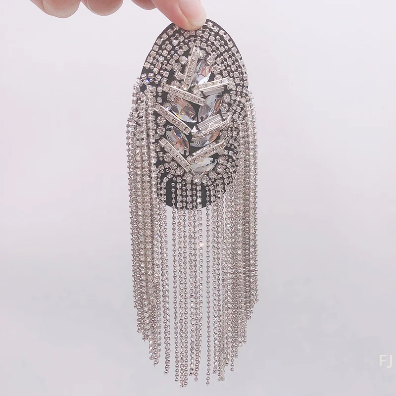 [YU] แฟชั่น Handmade ไหล่เครื่องประดับพู่ Rhinestones Epaulettes เสื้อผ้าอุปกรณ์เสริมเข็มกลัด Epaulet ไหล่เข็มกลัดของขวัญ