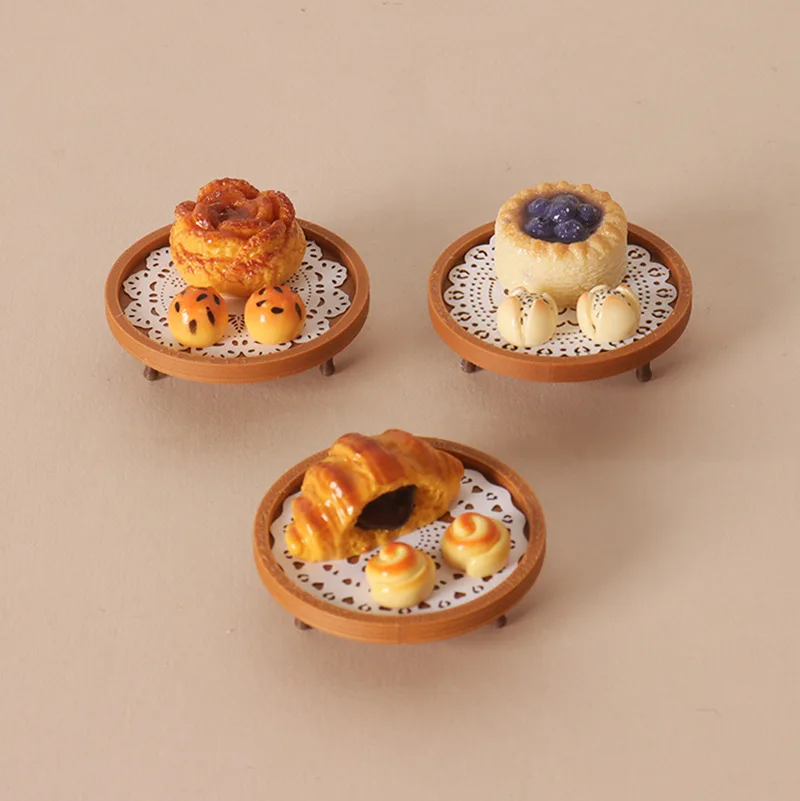 

Dollhouse Mini Pastry Set, Assorted Bread&Dessert with Tray,Simulation Food Accessory for Dollhouse Bakery&Kitchen Scene Layout