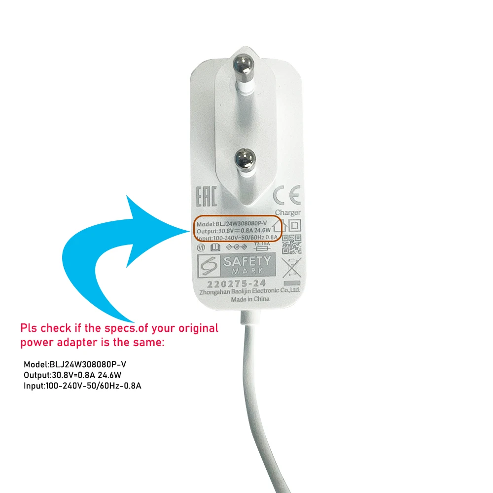 Genuine OEM 30.8v Charger for XiaoMi 1C/K10 MiJia G9/G10/1S Dreame V8/V9/V10 XiaoMi Vacuum Cleaner power cable power supply