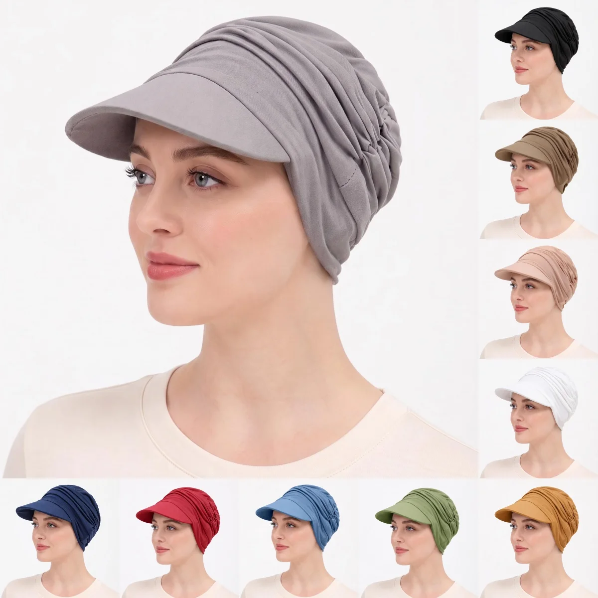 Solid Color Fashion Hijab Cap For Women Bonnet Muslim Sun Hat Scarf Wrap Baseball Caps Trendy Bandana Hijab Bonnet Turban