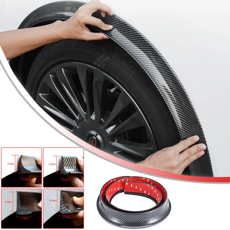 Car Anti-Collision 1.5M Universal Fender Flare Wheel Eyebrow Rubber Protector Strip Guard Wheel-arch Trim Arch Extender Decorate