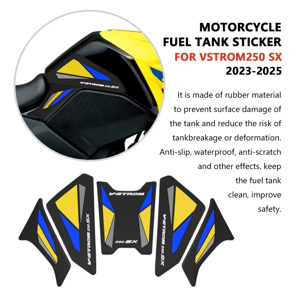 ل V-ستروم 250SX 2025 فولت ستروم 250 SX 2024 2023 دراجة نارية الجانب خزان الوقود وسادة خزان منصات حامي ملصقات قبضة وسادة تثبيت