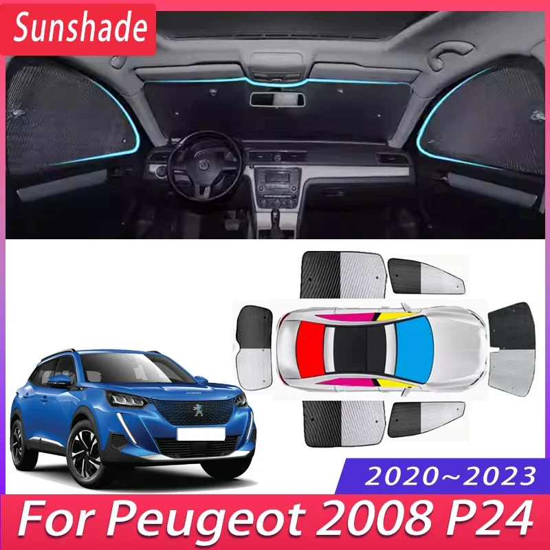 

Автомобильный солнцезащитный козырек для Peugeot 2008 P24 2020 ~ 2023 2021 2022, авто теплоизоляция, защита от солнца, солнцезащитный козырек, аксессуары для лобового стекла