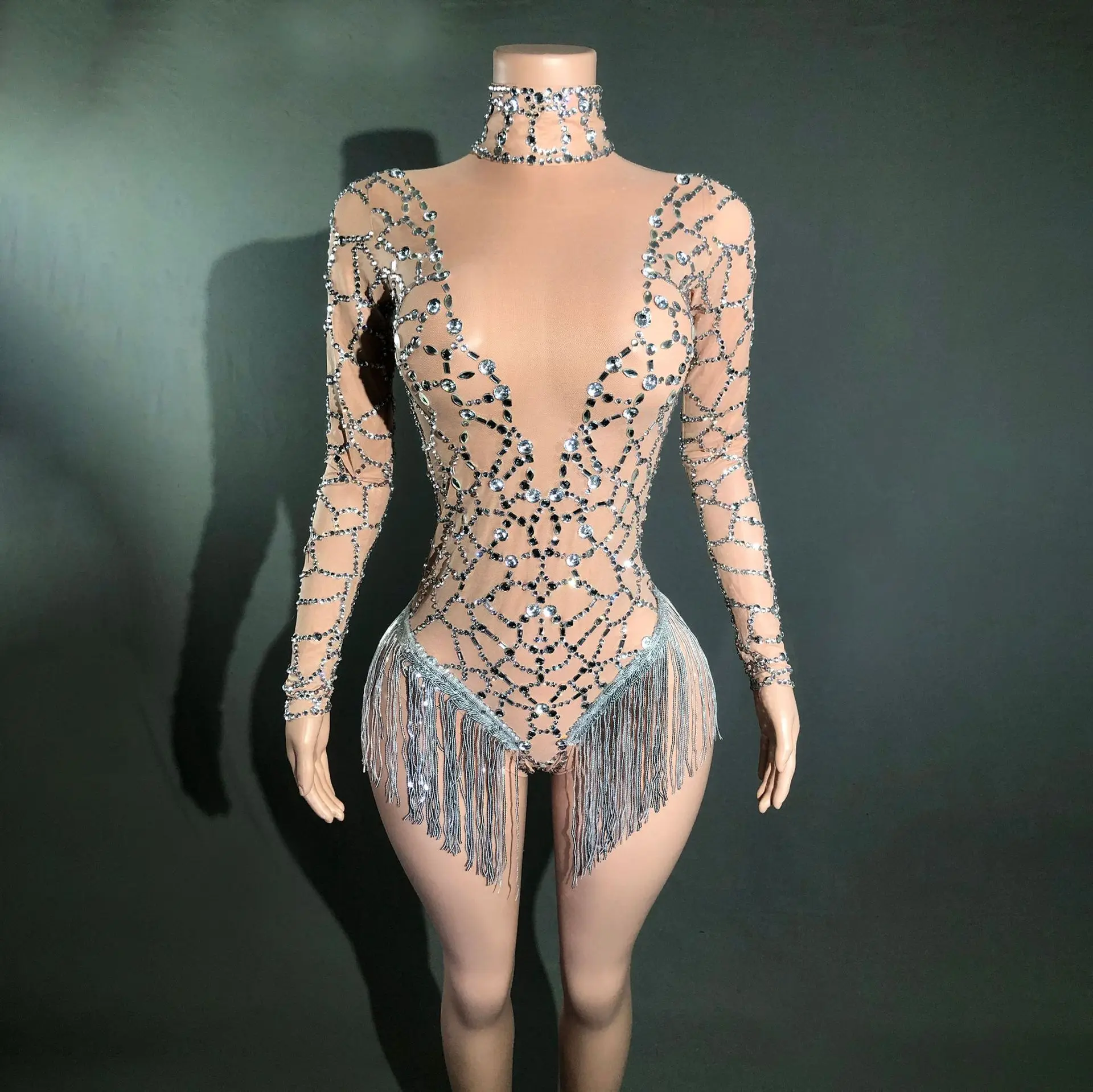 

Spider Web Bright Diamond Perspective Leggings Nightclub Show Suit Sexy Birthday Dresses Luxury Prom Crystal Embellished Dresses