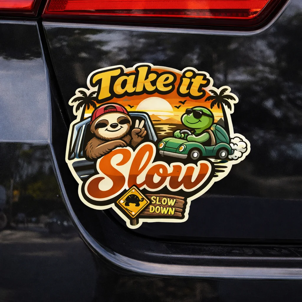 

Funny "Take it Slow" PVC Car Sticker, Personality Vehicle Decal, Waterproof & Weather-Resistant