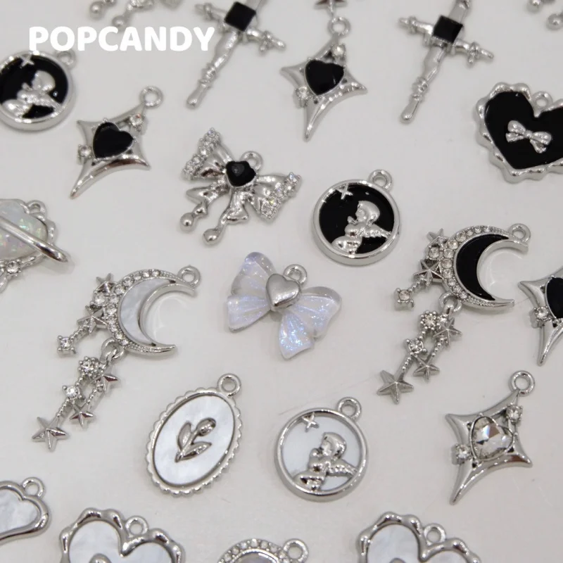 Girl pendant earrings hairpin bracelet jewelry necklace DIY accessories micro-studded moon bow.