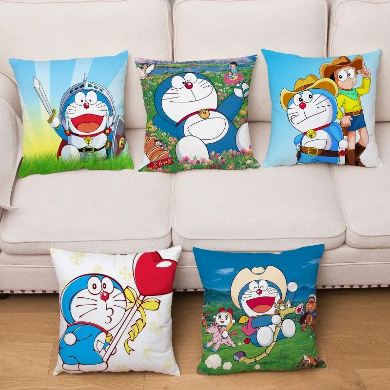 Japan Anime Doraemon Cushion Cover Cartoon Cute Robot Cat Print Pillow Case