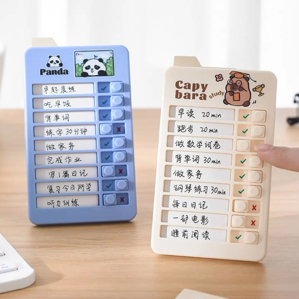 Capybara Good Habit Punch Card Panda Cartoon Daily Task Planning Board Detachable Plastic Self-discipline Punch Card Children