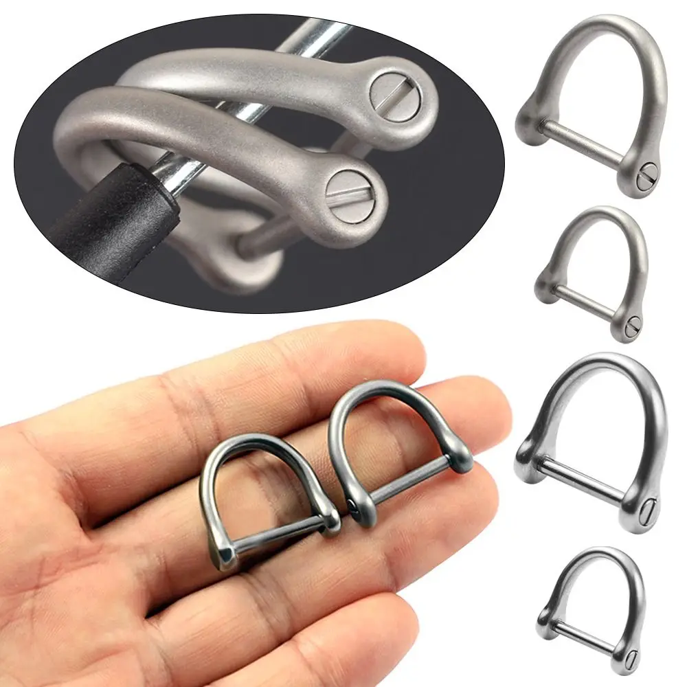 Titanium Alloy Horseshoe Buckles Carabiner D Bow Staples Shackle Key Ring Keychain Hook Buckles Outdoor Bracelet Buckle