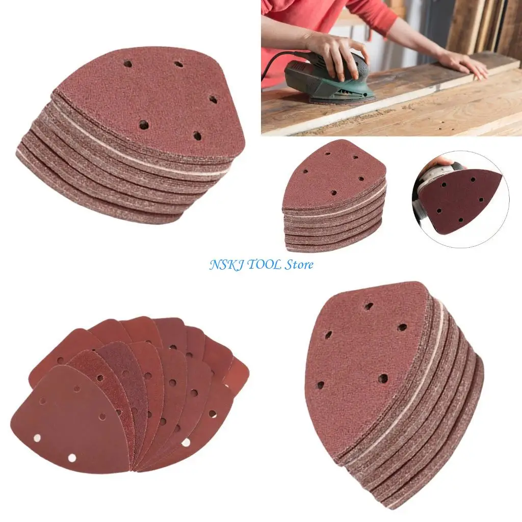 L8RC 30Pcs Mouse Detail Sander Sandpaper 5 Hole 60,80,100,120,240,320 Grit for Electric Sanders and DIY Projects