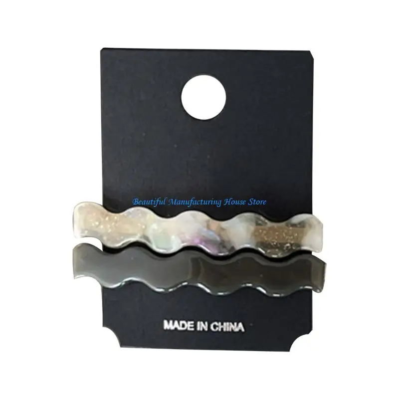 E56A Korean Modern Hair Barrette Wavy Pattern Acetate Secure Grip Hair Clip