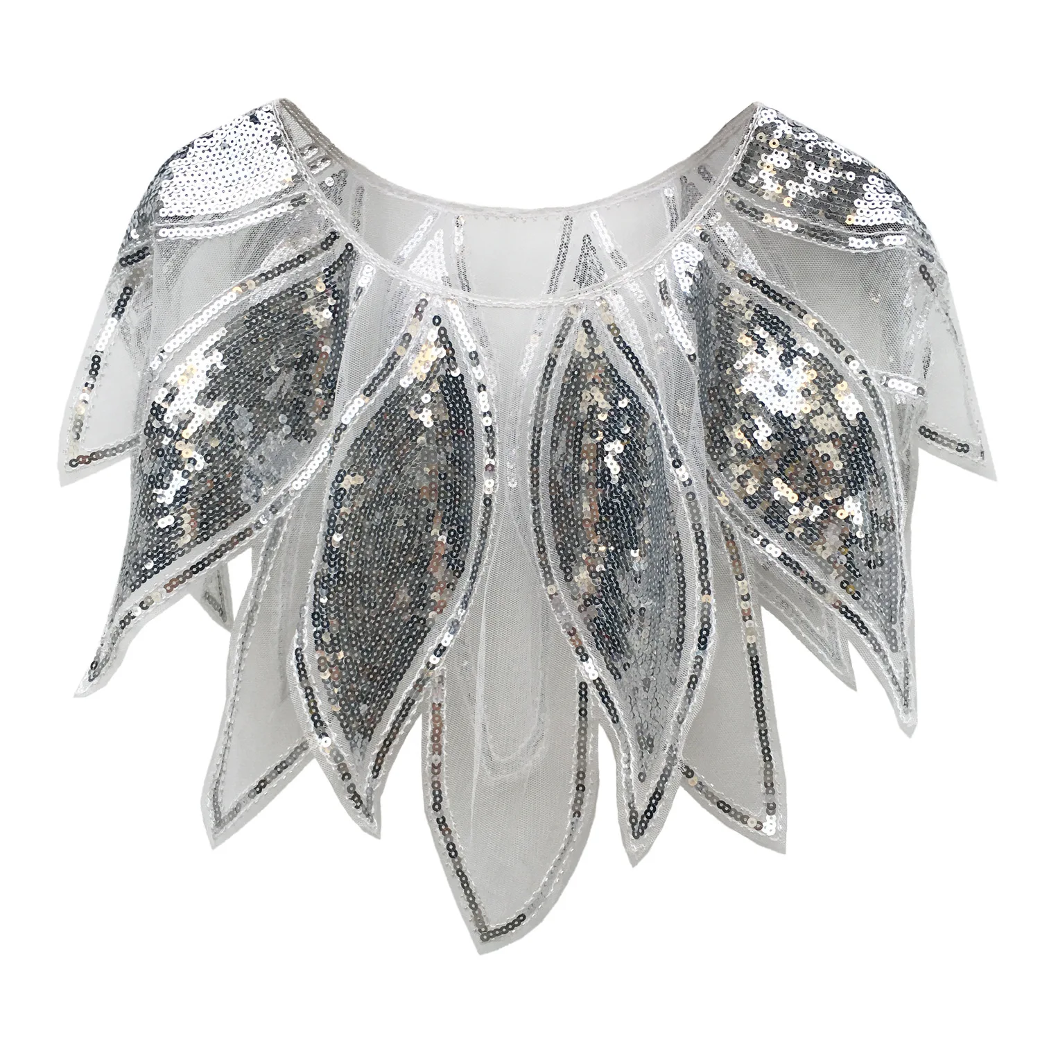 Elegant Embroidered Cape With Sequin Decoration Made Of Breathable Mesh Fabric Short Open front Dress With A Vintage Touch