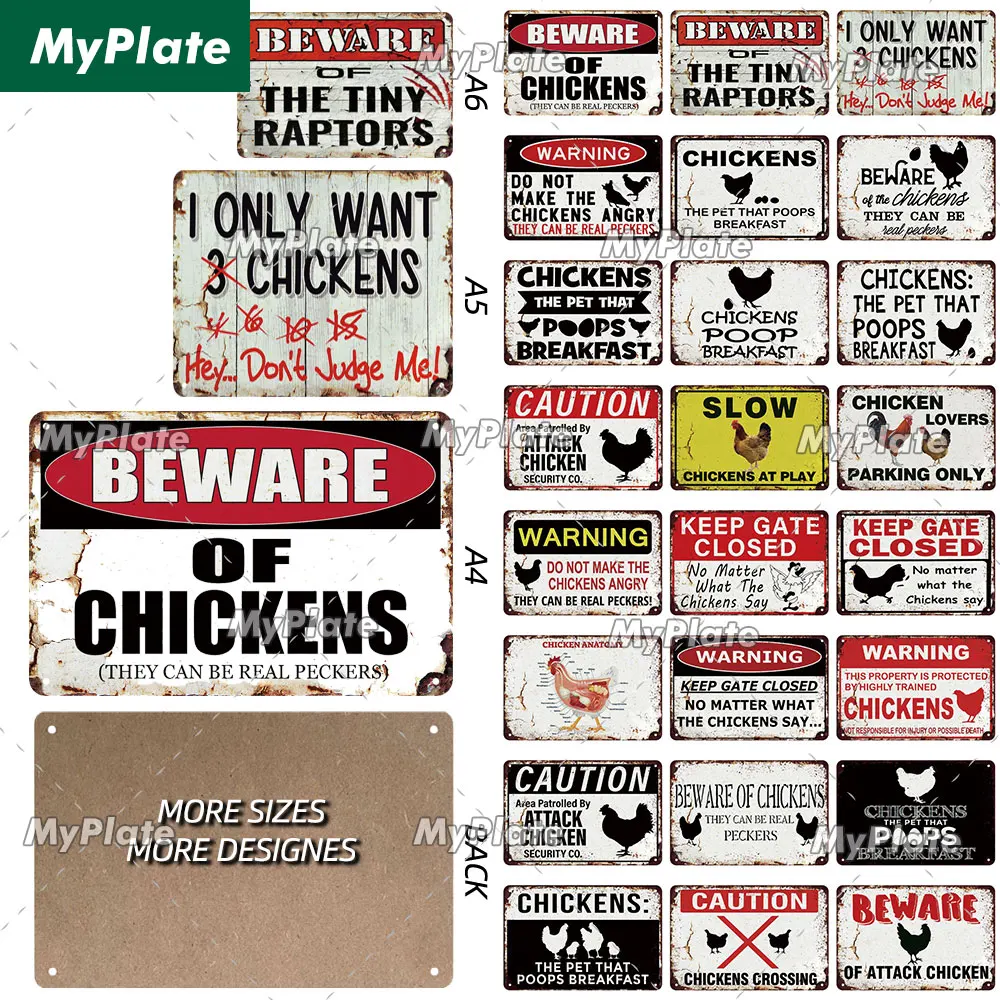 [MyPlate] Chicken Wooden Sign Wood Plate Vintage Farm Wall Plaque Home Door Sign Wall Decoration Art Poster Keep Gate Closed