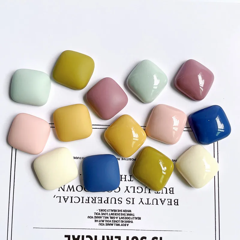 30pcs 16.5mm Acrylic Square Back Resin Cabochons Acrylic Diy Phone Case Hair Clip Shoes Jewelry Decoration Crafts Accessories