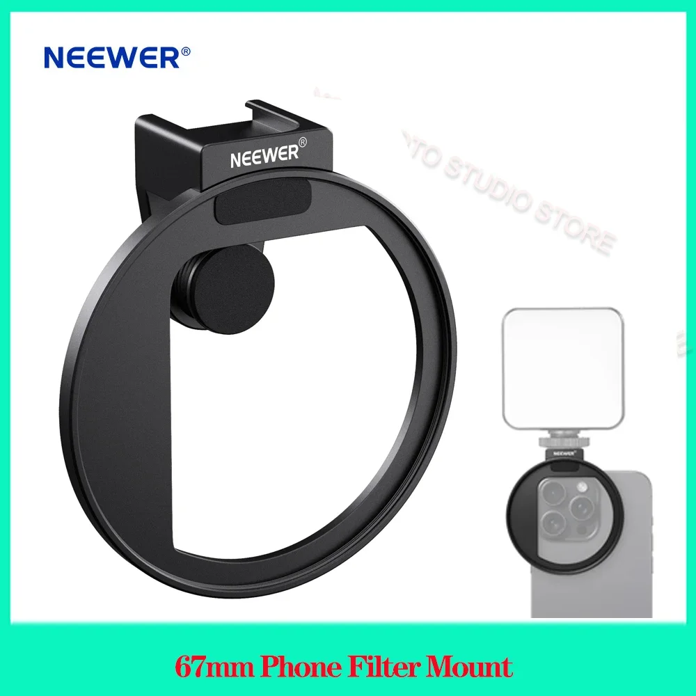 NEEWER Upgraded 67mm Phone Filter Mount Threaded Lens Filter Clip LA006 with Cold Shoe Mount For iPhone 13 14 15  S22 S23 Ultra