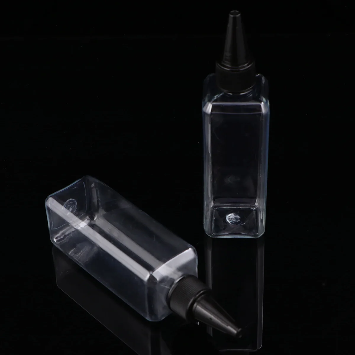 

15 шт., 100 мл, прозрачные квадратные бутылки с краской, пластиковый контейнер для раскрашивания волос, шампунь для лечения кожи головы, заостренная бутылка для рта