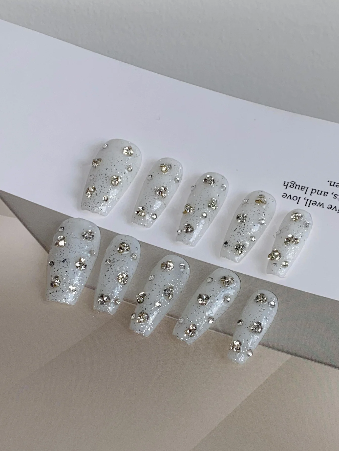 White Glitter Press On Nails,L - đánh giá và giá Nail Art Gliter