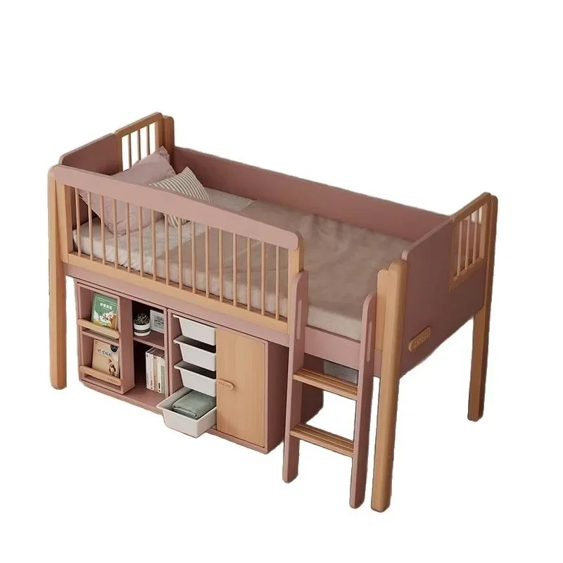 

Children's bed semi-high integrated bed small apartment bed under the cabinet storage multi-functional