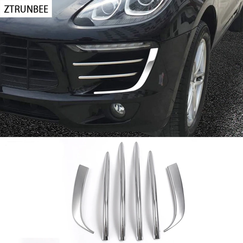 

6pcs Stainless Steel Front Fog Light Lamp Cover Mesh Grill Molding Trim Garnish Accessories for Porsche Macan 2015-2021