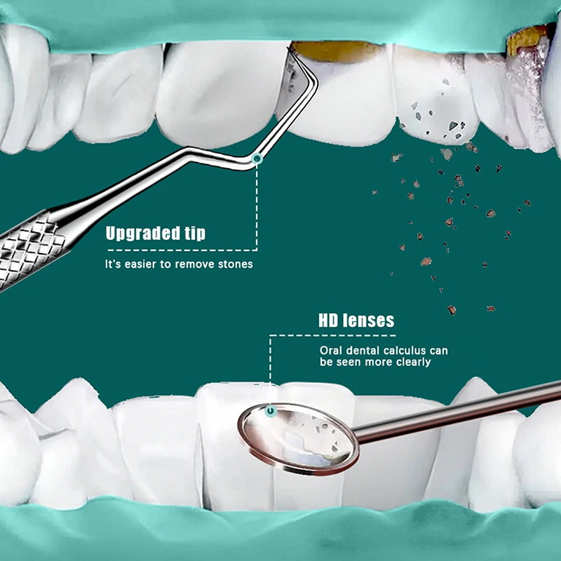 304 الفولاذ المقاوم للصدأ أدوات طب الأسنان الفم مرآة التحقيق الجير حامي نظيفة مكشطة البلاك مزيل العناية بالفم مجموعات الشفافة