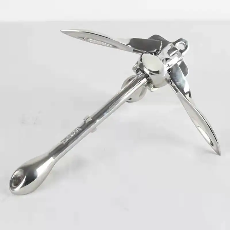 

High Quality Free Fall 316 Stainless Steel Mirror Polished Bruce Anchor Marine Kayak Grapnel Folding Anchor for